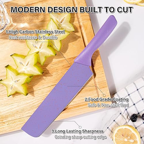 TJ POP Set de couteaux de cuisine colorés 6 PCS, Set de couteaux de chef en boîte pour la cuisine, le camping, le voyage, le pique-nique, le BBQ et le VR - Nail Gallerys