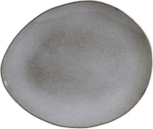 Home Deco Factory KA3752 Assiette Plate Galet Grès du Temps Gris Petit modèle Céramique H2 x 18 x 22 cm - Nail Gallerys