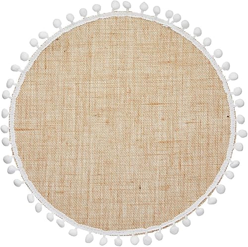 Natural Elements - Sets de Table en Jute avec Pompons Blancs Décoratifs, 38 cm, Lot de 4 - Nail Gallerys