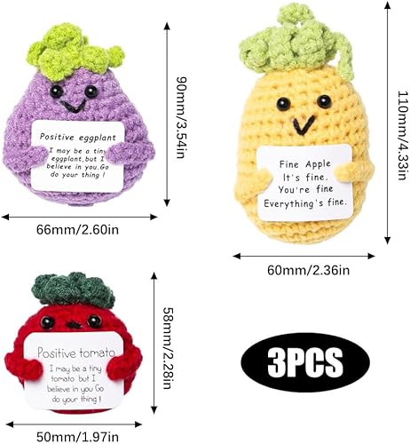 Keboyoe 3 Pièces Pomme de Terre Positive Poupée Pomme De Terre Positive Tricoté avec Carte Positive, Créative Mini Pommes de Terre Jouets pour Bureau Domicile Cadeaux d'anniversaire Décoration de Fête - Nail Gallerys