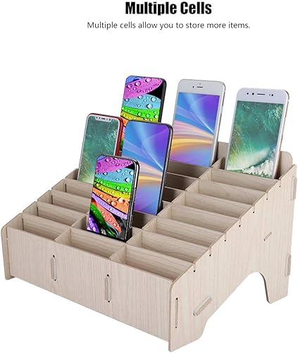 24 Grilles Boîte De Rangement En Bois Gestion Du Téléphone Portable Racks Bureau Rangé pour Montres, Portefeuilles, Pièces De Monnaie, Clés Accessoires Organizer Storage Container - Nail Gallerys