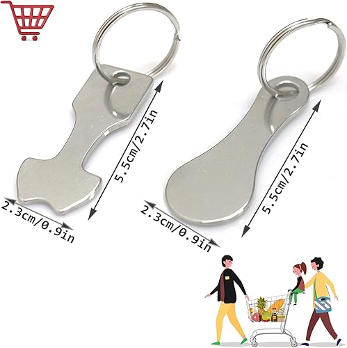 DMJJSD Caddie Jeton Caddie Universel Puce pour Caddie Jeton pour Caddie en Acier Inoxydable Clé en Forme Jeton pour Les Caddies, Deux Modèles Jeton De Caddie(4 Pièces) - Nail Gallerys