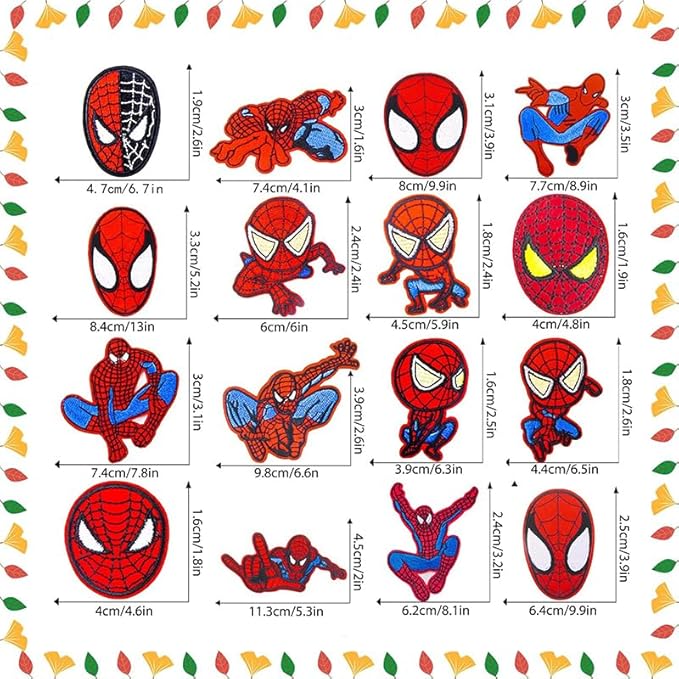 sylbx Lot de 16 Patch Thermocollant,Ecusson Thermocollant enfant,Ecusson a Coudre Vetement,Patch d'araignée,Autocollants patch en jean,Convient aux textiles,vestes,sacs à dos,jeans - Nail Gallerys