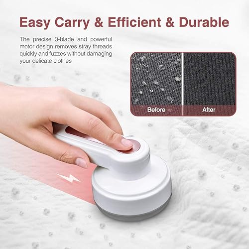Rasoir Anti Bouloche Vetement, Rasoir Bouloche électrique avec 3 Lames et Câble USB, Portatif Rapide Rasoir Anti Peluche Vetement Appareil Anti Bouloche pour Vetement, Pulls, Meubles, Laine, Tapis - Nail Gallerys