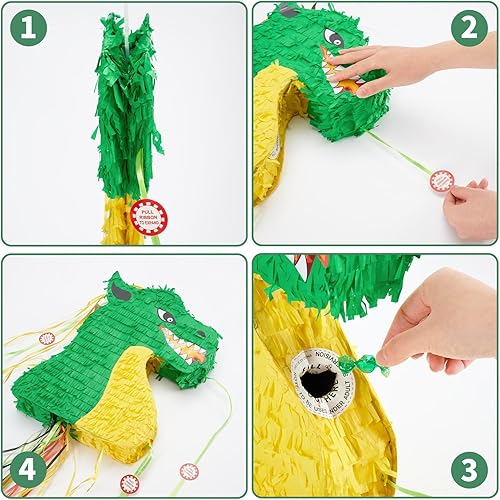 WERNNSAI Mini piñata en forme de dragon – Piñata dinosaure avec bandeau pour les yeux et chauve-souris pour garçons et enfants, donjon, dragons, fournitures de décoration de fête d'anniversaire - Nail Gallerys