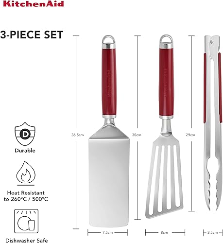 KitchenAid Ensemble ustensils bbq d'intérieur 3 pc, rouge empire - Nail Gallerys