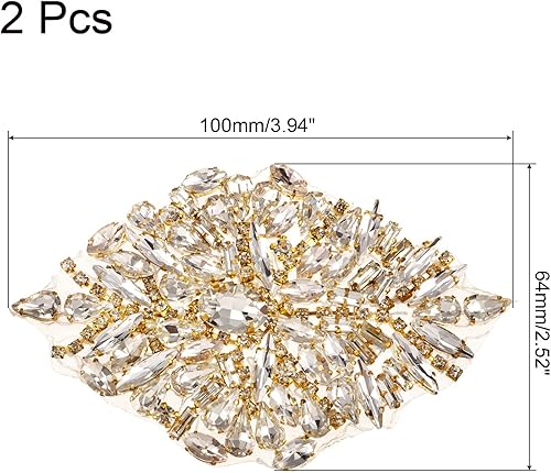 QUARKZMAN Applique en Strass de Cristal, Forme de Gouttes d'Eau, Faite à la Main, à Coudre Ou à Fixer à Chaud pour l'Ornementation de Robes de Mariée, Chaussures, Couleur Or - Nail Gallerys