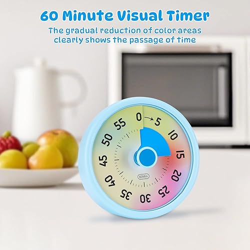 Euqvunn Minuteur Visuel Enfant, 60 Minutes Visual Timer pour Enfants et Adultes, Minuteur Visuel Timer Enfant avec Fonction Silencieuse pour Cuisine École Bureau, Arc-en-Ciel - Nail Gallerys