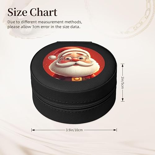 LHDGBNV Boîte à bijoux de voyage en cuir avec motif Père Noël portant des lunettes - Petit organisateur de bijoux pour femmes, bagues, colliers, cadeaux - Noir - Nail Gallerys