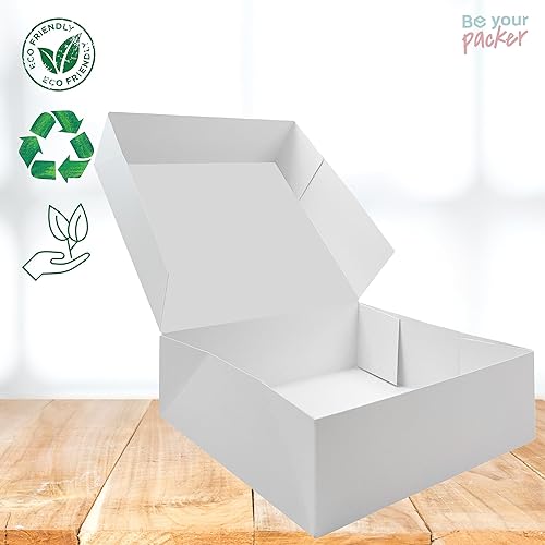 Be Your Packer 50 Boîtes pour Gâteaux 23x23x7,5 cm - En Carton Kraft Blanc - Idéales pour les Gâteaux et Bonbons - Nail Gallerys