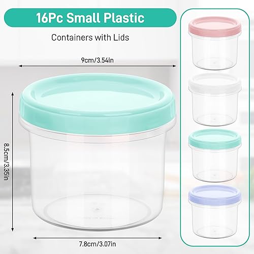 16Pcs Petit Pot Conservation Bébé avec Couvercles, Petits Boite Plastique Alimentaire Réutilisable de 300 ml, Petit Boite de Conservation Alimentaire et Boite de Conservation Alimentaire (4 Couleurs) - Nail Gallerys