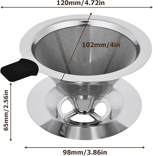 HOMURY Filtre à café en acier inoxydable réutilisable - Avec large base en métal - Filtre permanent sans papier pour café filtre - Nail Gallerys
