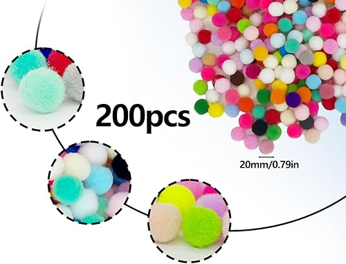 Lhbwhiz Lot de 200 pompons,mini boules en feutre colorées pour travaux manuels,boules moelleuses multicolores,pompons,boules en peluche,pompons en feutre,loisirs créatifs amusants(20 mm) - Nail Gallerys