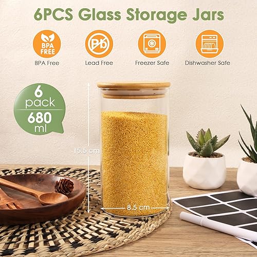 Ezvsevuo Bocaux en Verre Hermétique Lot de 8, 530ml Pot en Verre avec Couvercle, Bocaux Verre Rangement Cuisine, Bocal en Verre avec Couvercle pour Pâtes, Céréales, Haricots, Cornflakes - Nail Gallerys