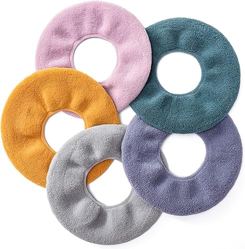 YUANQIAN Lot de 5 housses de siège de toilette plus épaisses pour salle de bain - Tissu en fibre extensible et lavable - Installation facile - Housse de siège de toilette confortable - Nail Gallerys
