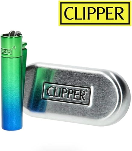 1 Briquet à Pierre Clipper Metal Peacock dégradé Bleu Vert + Boite métal Offerte - Nail Gallerys