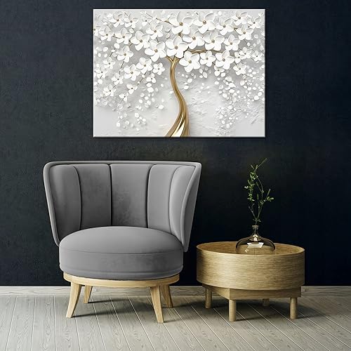 WallArena Impression sur toile - Motif : fleurs - Abstrait - Magnolia - 120 x 80 cm - Tableau moderne sur toile - Grand format XXL - Pour chambre à coucher, salon - Tableau mural prêt à accrocher - Nail Gallerys