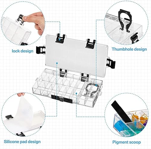 OVNSHVN 2 PièCes BoîTe de Palette de Peinture 24 Puits Palette de Peinture HerméTique Aquarelle Peinture Conteneurs de Stockage Rester Humide Organisateur de Peinture - Nail Gallerys
