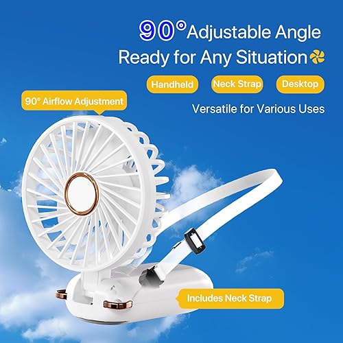 LUTW Mini Ventilateur Portable, Petit Ventilateur de Poche 5 Viteses Avec Base, Ventilateur Rechargeable USB de Poche pour voyage, bureau, maison, Bleu foncé - Nail Gallerys