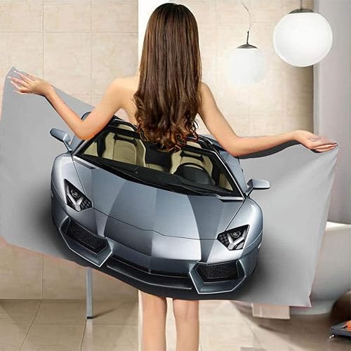 EMENZA Serviettes de Plage 100 x 200 cm Voiture Sport Argentée, Drap de Plage XXL Microfibre à Séchage Rapide pour Femme Homme, Coton, Serviette de Bain Grande Taille pour Sauna, Piscine, Camping - Nail Gallerys