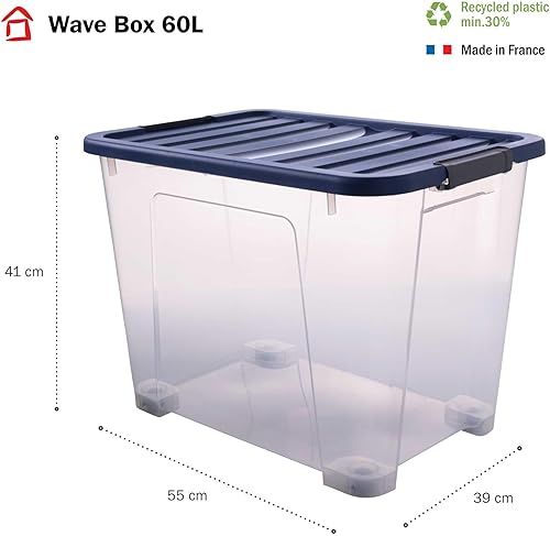 Sundis Boîte de Rangement avec Couvercle, Plastique, Transparent, 60L - Nail Gallerys