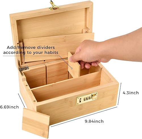 Boite A Rouler Joint Avec Serrure à Combinaison Boite Fumeur Bambou Boite A Rouler DéCoration D'IntéRieur Boite Bois - Nail Gallerys