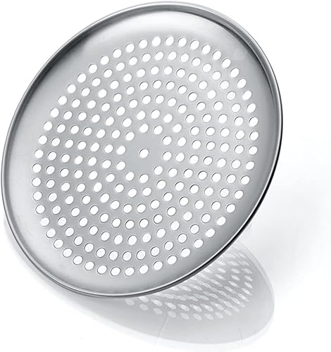 DUNRU Plaque à pizza en acier inoxydable avec trous antiadhésifs - Plaque de cuisson ronde pour pizza - Pour four extérieur - Maille métallique - 40 cm - Nail Gallerys