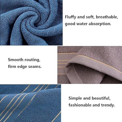 Smilsiny 3 Serviette de Bain Drap de Bain en 100% Coton, Grande Taille Douce Luxe et Très Absorbant, pour Sauna Douche Natation Salle de Bains Hôtel Voyage (35x75CM, Bleu+Gris+Beige) - Nail Gallerys