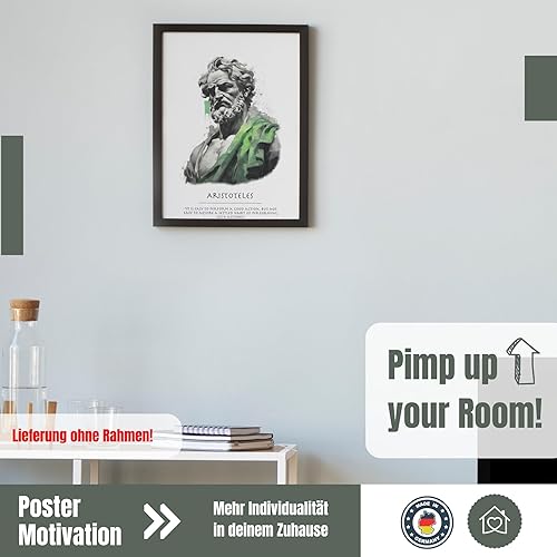 MJ-Graphics - Poster de motivation de Marc Aurel - Image avec citation stoïque - Tableau mural DIN A4 dans galerie - Papier poster épais - FineArt - Impression d'art sans cadre photo - Nail Gallerys