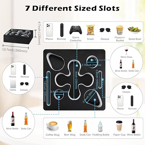 MoKo Porte-gobelets pour Canapé, Porte-Tasses pour Canapé-lit, Plateau à 7 Fentes, Support d'Organisation pour Canapé pour Télécommande, Collations, Boissons, Tablette, Télévision, Bateau - Nail Gallerys