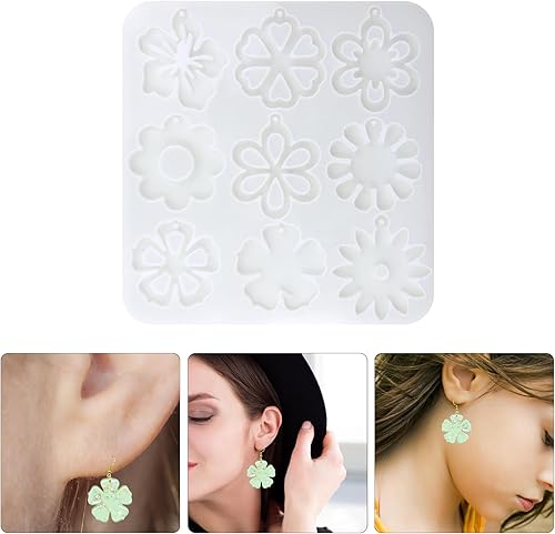 LXJLXD Moules en résine pour boucles d'oreilles en forme de fleur avec trous - Moules en silicone pour boucles d'oreilles, pendentifs, fabrication de bijoux en résine époxy - Nail Gallerys