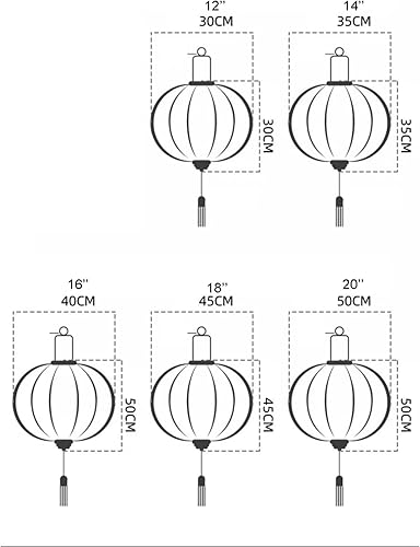 HTYUKFDG Lanterne vietnamienne en Soie, Lanterne Florale rétro, Lanterne Ronde du Nouvel an Chinois, Lanterne Japonaise à Suspendre pour l'extérieur, décoration de Jardin, fête, Cour - Nail Gallerys
