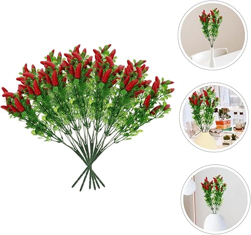 AOKWAWALIY 6pièces Bouquet De Piments Artificiels Brins De Tiges De Poivre pour Décoration De Maison Fête Et Artisanat - Nail Gallerys