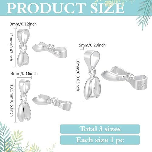 CRAFTYMELODY 3 fermoir à Pince en Argent Sterling Taille 3 925 pour Pendentif Breloque Accessoire de Bijouterie - Nail Gallerys