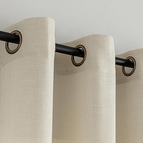 VOILYBIRD 2 rideaux en lin avec œillets, structure naturelle en lin, pour fenêtre de salon, beige, 245 x 140 cm (H x l) - Nail Gallerys