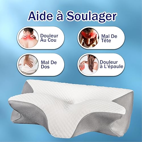 Xintianwang CerviMed Oreiller - Cervi Med Oreiller Cervical Ergonomique, Coussin CerviMed, Oreiller Memoire Forme Dormeurs Côté/Dos/Ventre, 6 Zones De Soutien, Anti-Douleurs Cervicales (Noir) - Nail Gallerys