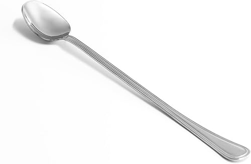 zanetti Lot de 12 cuillères à boisson 20 cm en acier inoxydable 18/C, modèle Leonardo, acier brillant et résistant, lot de 12 pièces, fabriqué en Italie - Nail Gallerys