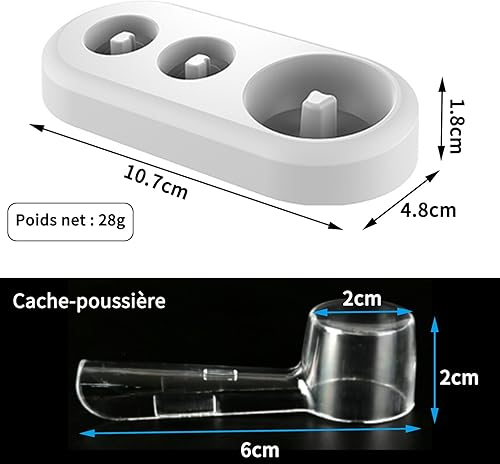 Yuiturt Porte-Brosse à Dents Électrique Universel, 2 Supports de Brosses à Dents Électriques avec 4 Couvre-Têtes Transparentes, Compatible avec Philips et Oral-B - Nail Gallerys