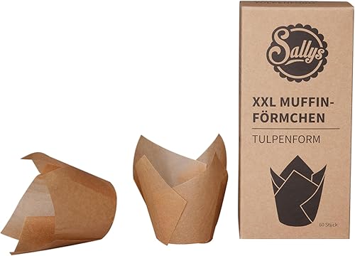 Sallys Lot de 60 caissettes à muffins XXL en forme de tulipe - Papier séparateur marron non blanchi - Nail Gallerys