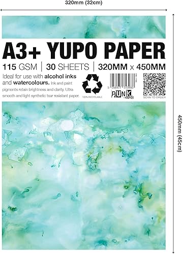 Punkcards Papier Yupo – Encres à alcool – Papier Yupo A4 – Papier d'art à l'encre à l'alcool – pour artistes et peintres – 30 feuilles – 115 g/m² – A4+ – 225 mm x 320 mm - Nail Gallerys
