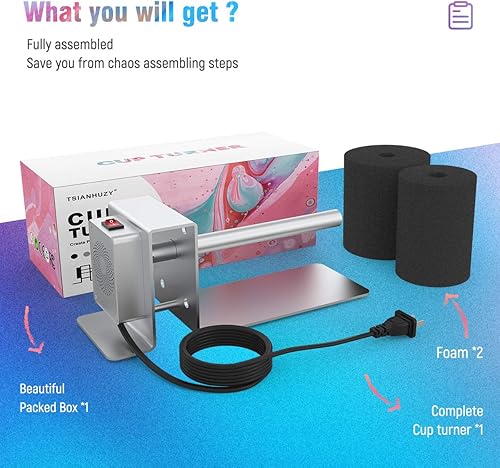 Turner à gobelet pour travaux manuels, kit de machine à tasses, tourne-tasse avec moteur silencieux, entièrement assemblé 283,5 g à 850,5 g avec 2 mousses (argent) - Nail Gallerys