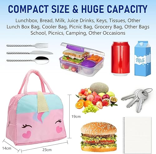 Repas Pour Homme Femme Enfant, Sac à Lunch Isolé En éTanche, Sac Isotherme Repas Enfant Réutilisable Glacière Isothermes Cartoon Repas Portable pour étudiants étanche pour Boîte à Lunch (Couleur rose) - Nail Gallerys