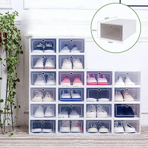Estabeter Lot de 20 boîtes à chaussures transparentes empilables 33 x 23 x 14 cm - Nail Gallerys