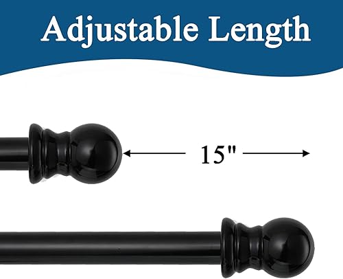 Tringle à Rideaux, 76-365cm 10 Barres Tringle à Rideaux Extensible en Acier Inoxydable avec Bornes Rondes, Tringle Rideau Célibataire Décoratif pour Fenêtre de Cuisine/Noir - Nail Gallerys