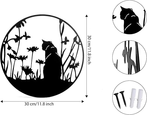 HZBAKLO Décoration murale en métal – Silhouette de chat noir pour la maison, le bureau, le jardin - Nail Gallerys