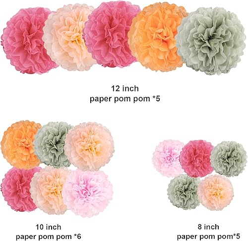 Mutool Lot de 16 pompons en papier de soie pour décoration de fête de mariage - Nail Gallerys