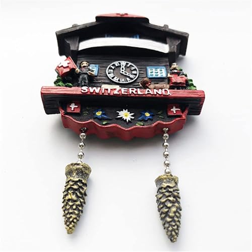 Aimant de réfrigérateur 3D en forme d'horloge à coucou - Souvenir touristique - Cadeau pour la maison et la cuisine - Autocollant magnétique pour réfrigérateur - Nail Gallerys