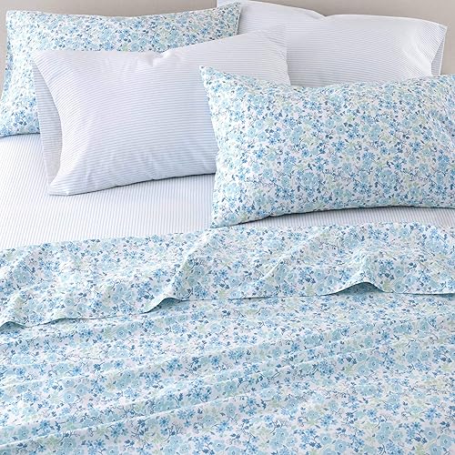 Laura Ashley – Parure de lit 6 pièces en Percale de Coton, décoration d'intérieur croustillante et Cool (Marissa Coral, King Size) - Nail Gallerys