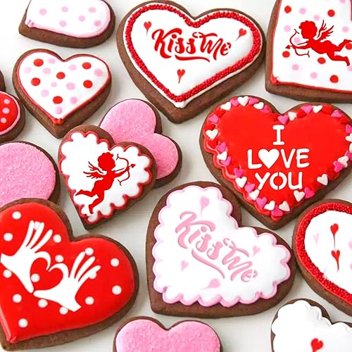 MWOOT 30 Pièces Saint-Valentin Pochoir Café Stencil, Valentine's Day Réutilisable Pochoir Gateau, DIY Pochoir Patisserie Art pour Capuccino Cafe Chocolat Chaud Pain Décoration - Nail Gallerys