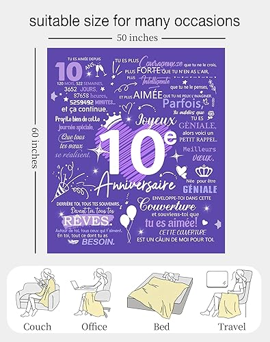 50e Anniversaire Couvertures Plaids pour femmes Cadeaux d'anniversaire pour les femmes de 50 ans Soeur Petite amie Épouse Maman Tante Cousine Amie Collègues Idées de Cadeaux d'anniversaire(50-elle) - Nail Gallerys